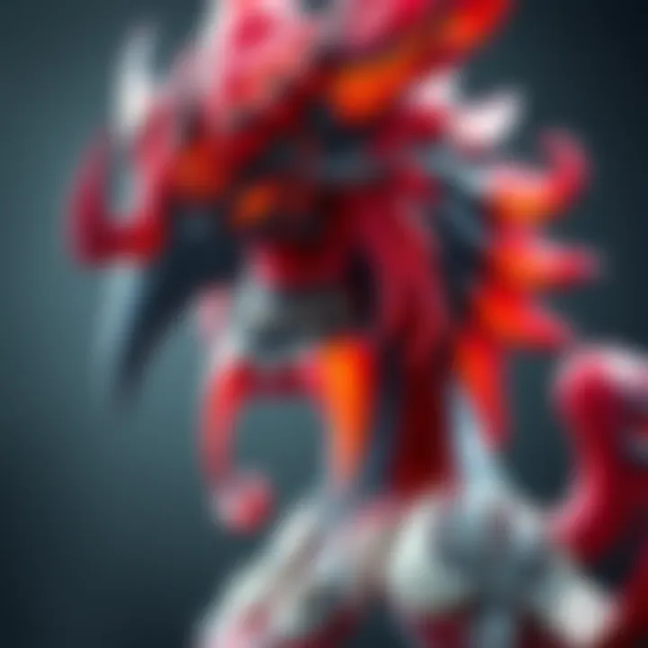 A detailed view of Zen's Anthro FemRathalos character model featuring intricate designs and vibrant colors, showcasing its artistic appeal to fans.