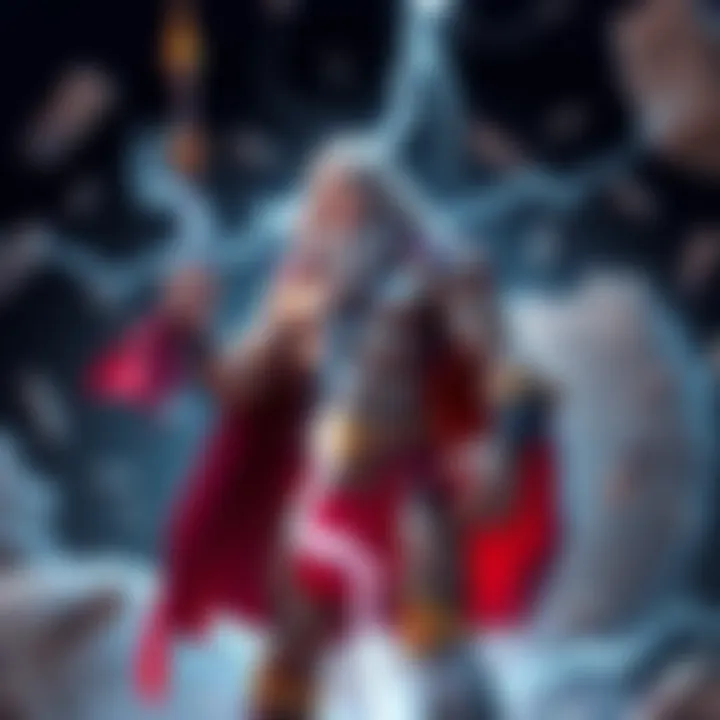 Zeus stands confidently with a lightning bolt, surrounded by promotional elements showcasing his character appeal.