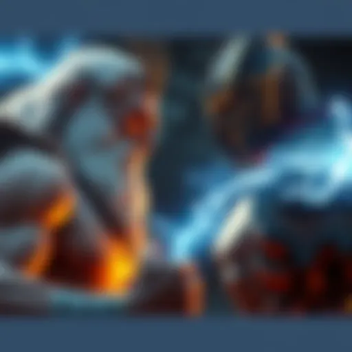 Zeus and Raiden facing off in an intense showdown, with lightning and energy effects around them.