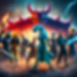 Zilla 98 facing off against Demon Slayer characters A dramatic scene showing Zilla 98 in a battle stance, surrounded by characters from the Demon Slayer universe ready for combat.