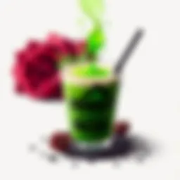A vibrant cup of Zombie IzuOcha featuring bright green zombie sauce, with a spooky design and decorative elements around it.