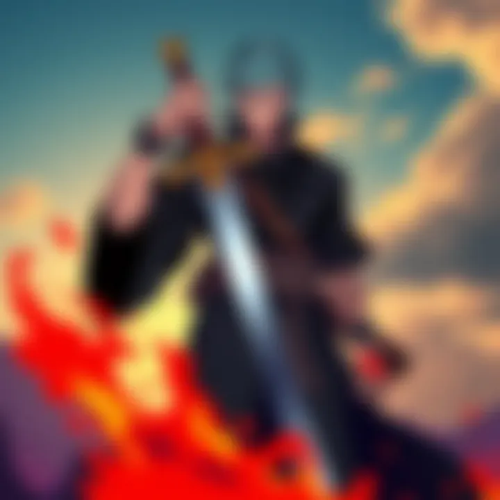 Zoro stands with the Enma sword, showcasing its large design and sharp blade, emphasizing its importance to his character.