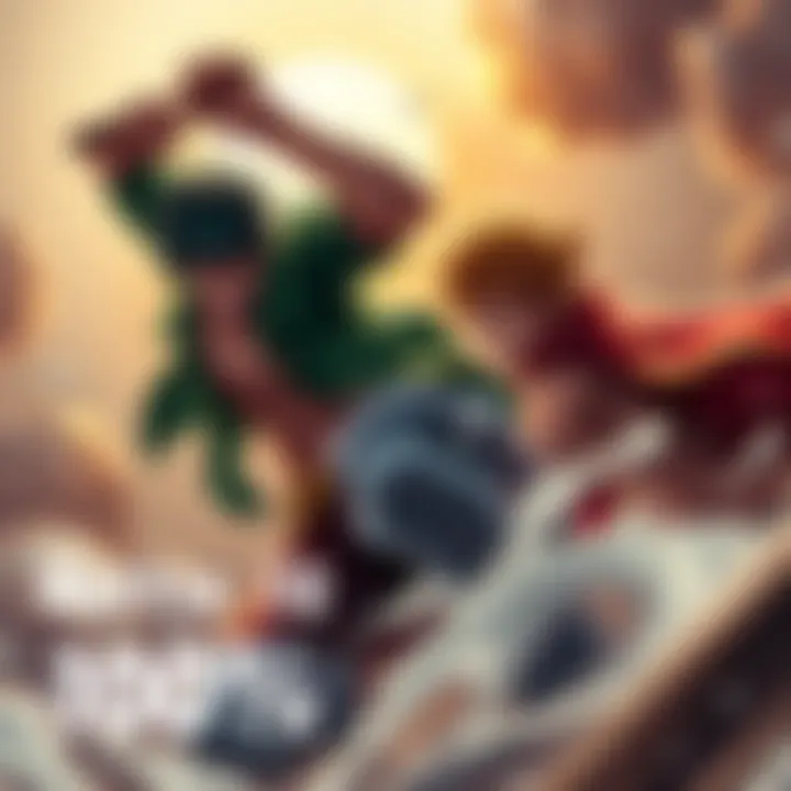 Zoro and Luffy showcasing their skills in an intense battle, demonstrating high strategic abilities and techniques during a fight.