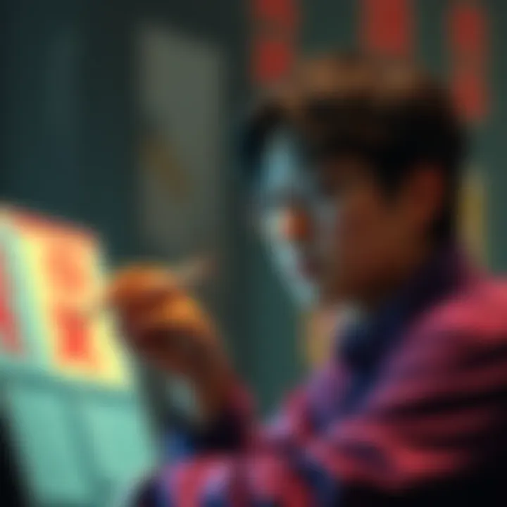 Zun appears thoughtful as he examines character designs, considering the impact of reintroducing PC 98 characters on Windows characters.